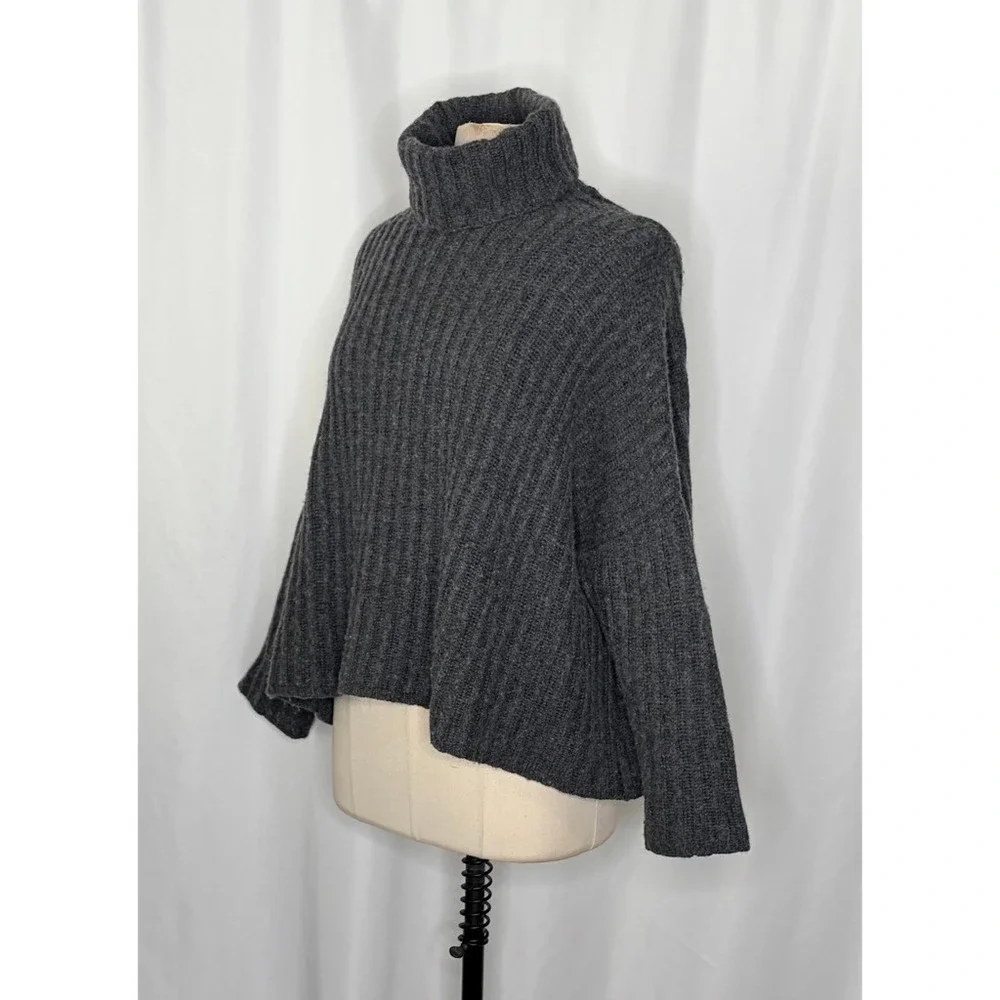 7115 BY SZEKI Dark Grey Turtleneck Sweater Merino Wool Boxy Oversized Small‎ - Picture 6 of 14